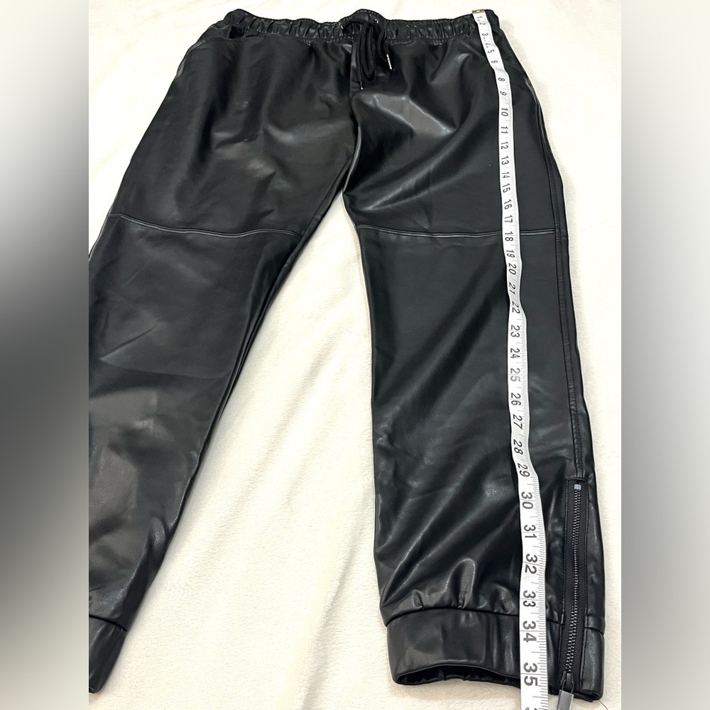 David Lerner Black Faux Leather Joggers with Pockets Women’s Pants Small - Picture 7 of 16